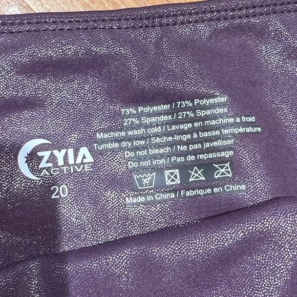 Zyia Light And Tight Plum Purple Metallic Shine Leggings Plus Size. - Picture 8 of 12